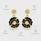 Noir Fleur Anti-Tarnish Floral Drop Earrings
