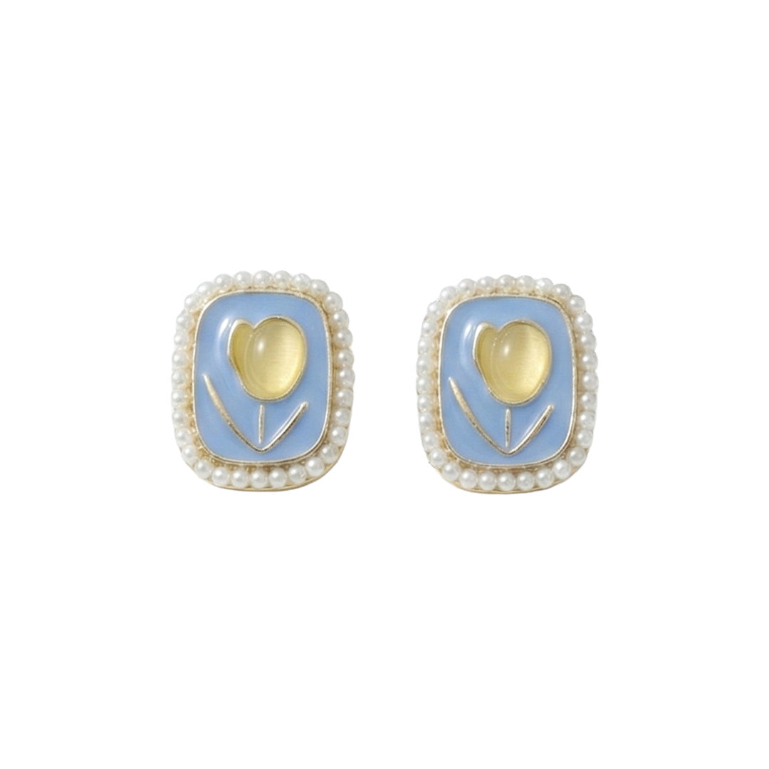 Blue Enamel - Earring