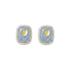 Blue Enamel - Earring