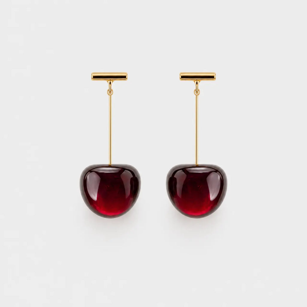 Ruby Cherry Anti-Tarnish Drop Earrings