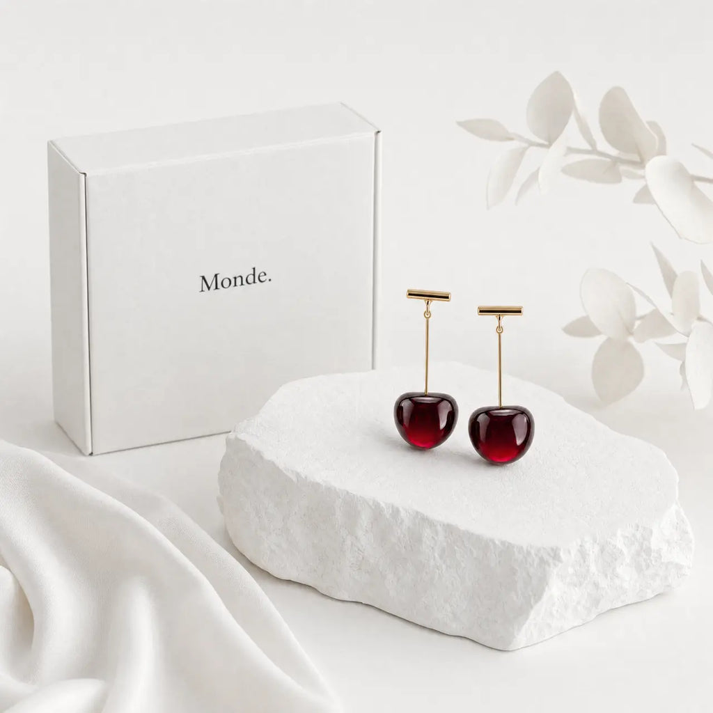 Ruby Cherry Anti-Tarnish Drop Earrings