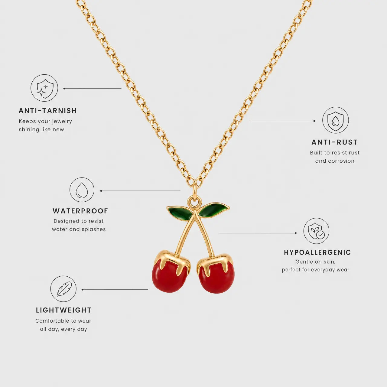 Cerise Charm Gold Necklace
