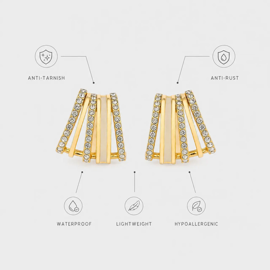 Virelle Gold Crystal Earrings - Anti-Tarnish