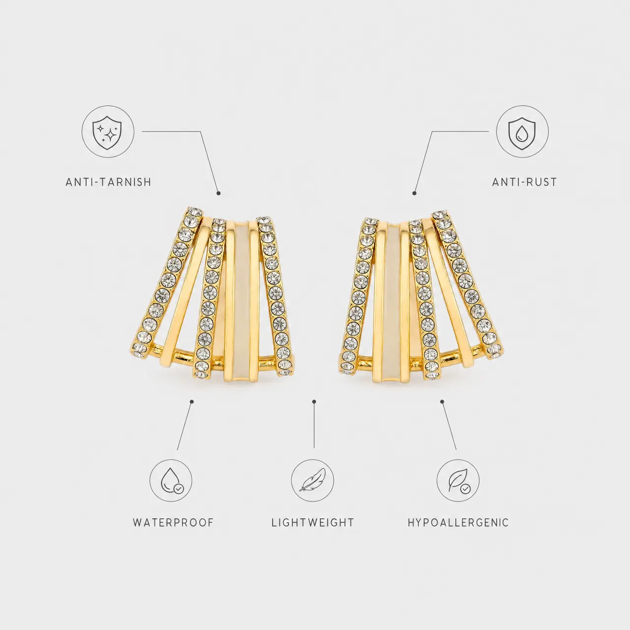 Virelle Gold Crystal Earrings - Anti-Tarnish