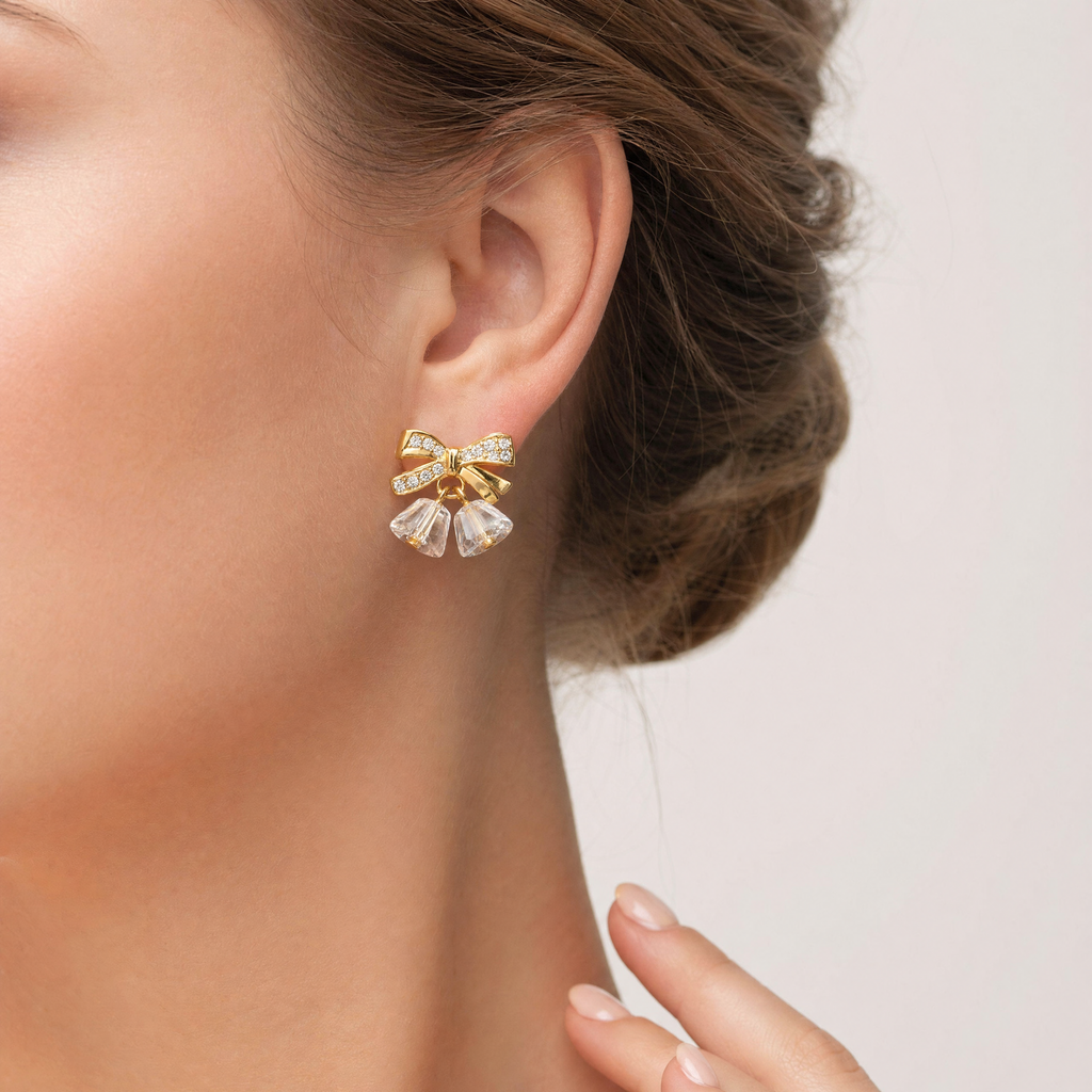 Bellissima Crystal Bow Anti-Tarnish Earrings