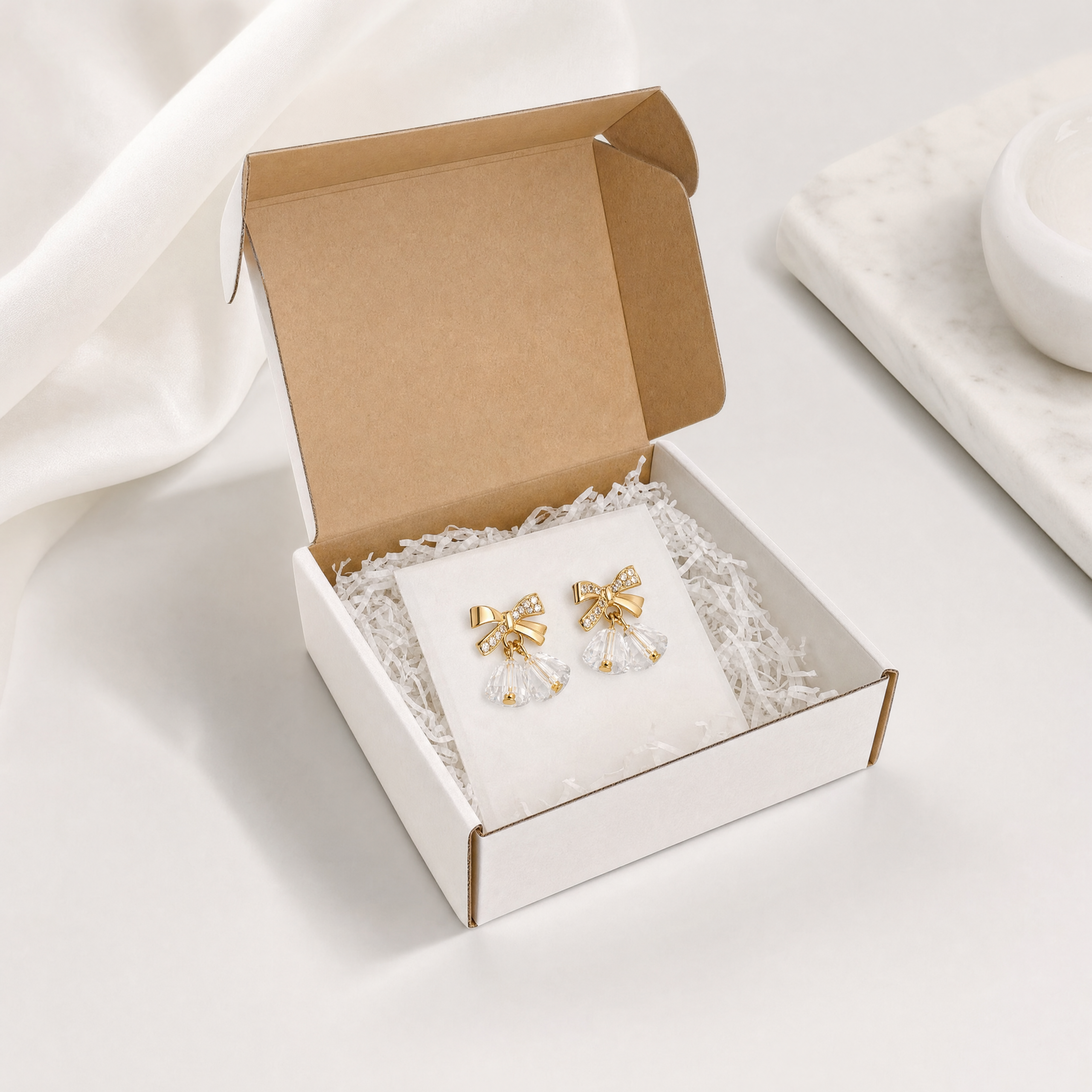 Bellissima Crystal Bow Anti-Tarnish Earrings