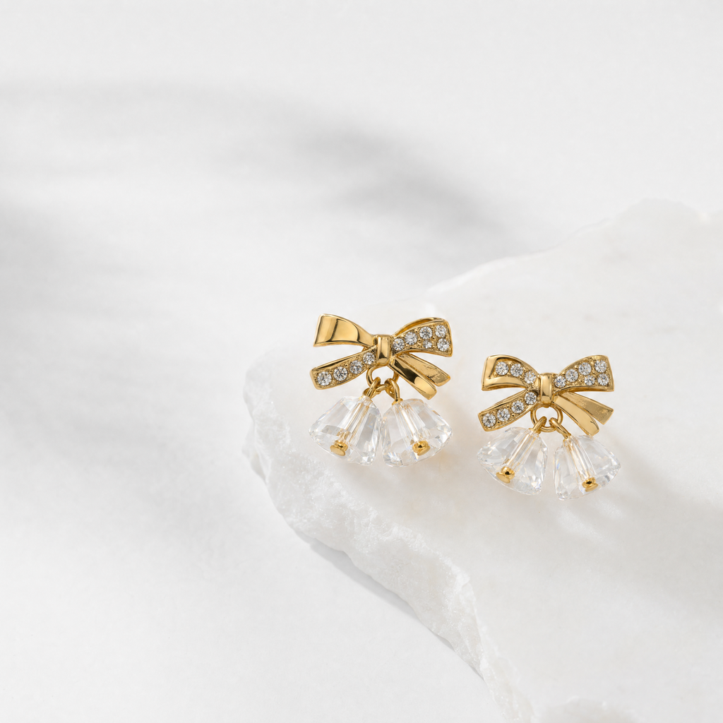 Bellissima Crystal Bow Anti-Tarnish Earrings