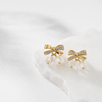 Bellissima Crystal Bow Anti-Tarnish Earrings