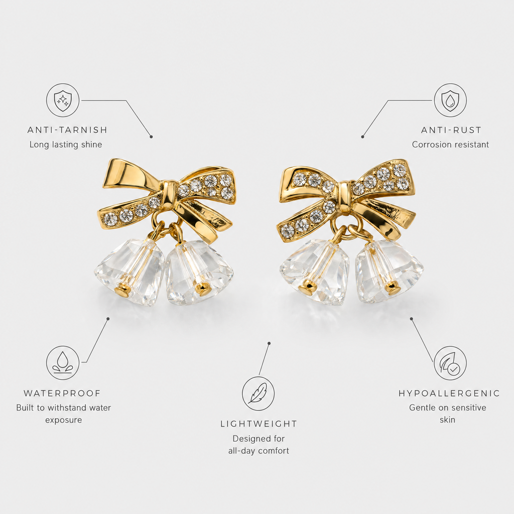 Bellissima Crystal Bow Anti-Tarnish Earrings