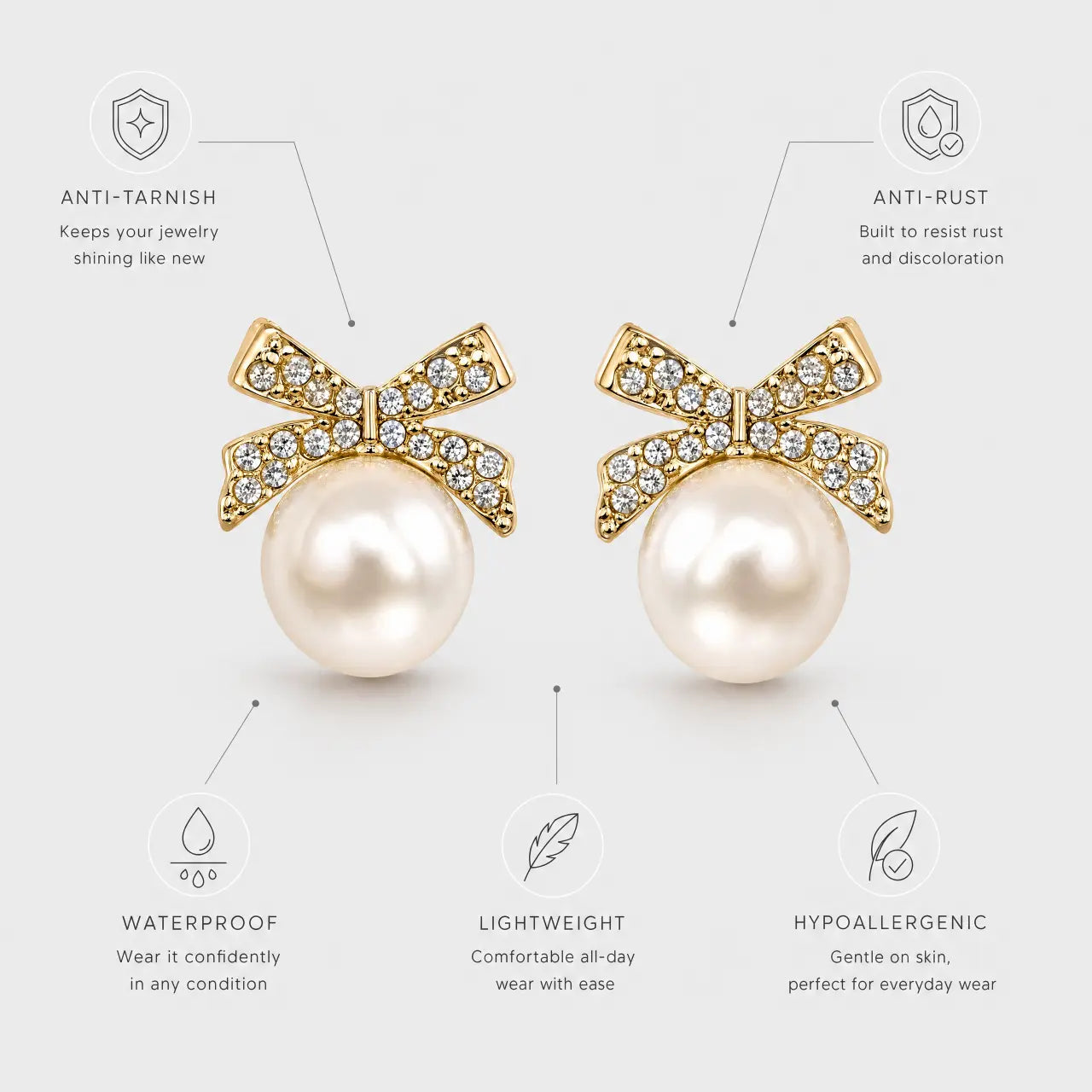 Pearl Étoile Anti-Tarnish Bow Earrings