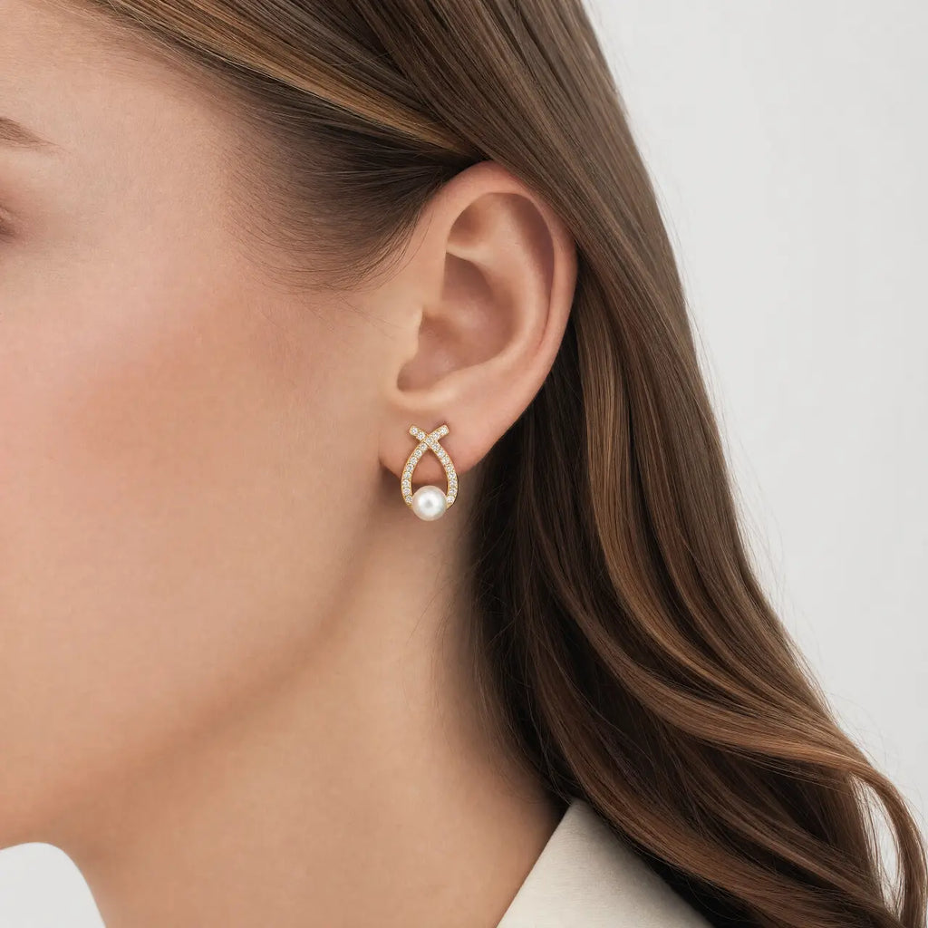 Eleganza Anti-Tarnish Pearl Drop Earrings