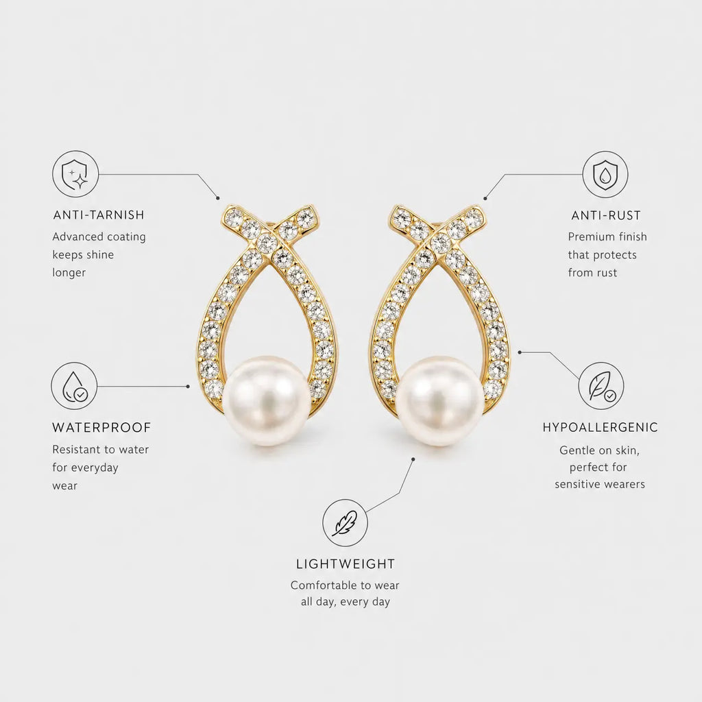 Eleganza Anti-Tarnish Pearl Drop Earrings