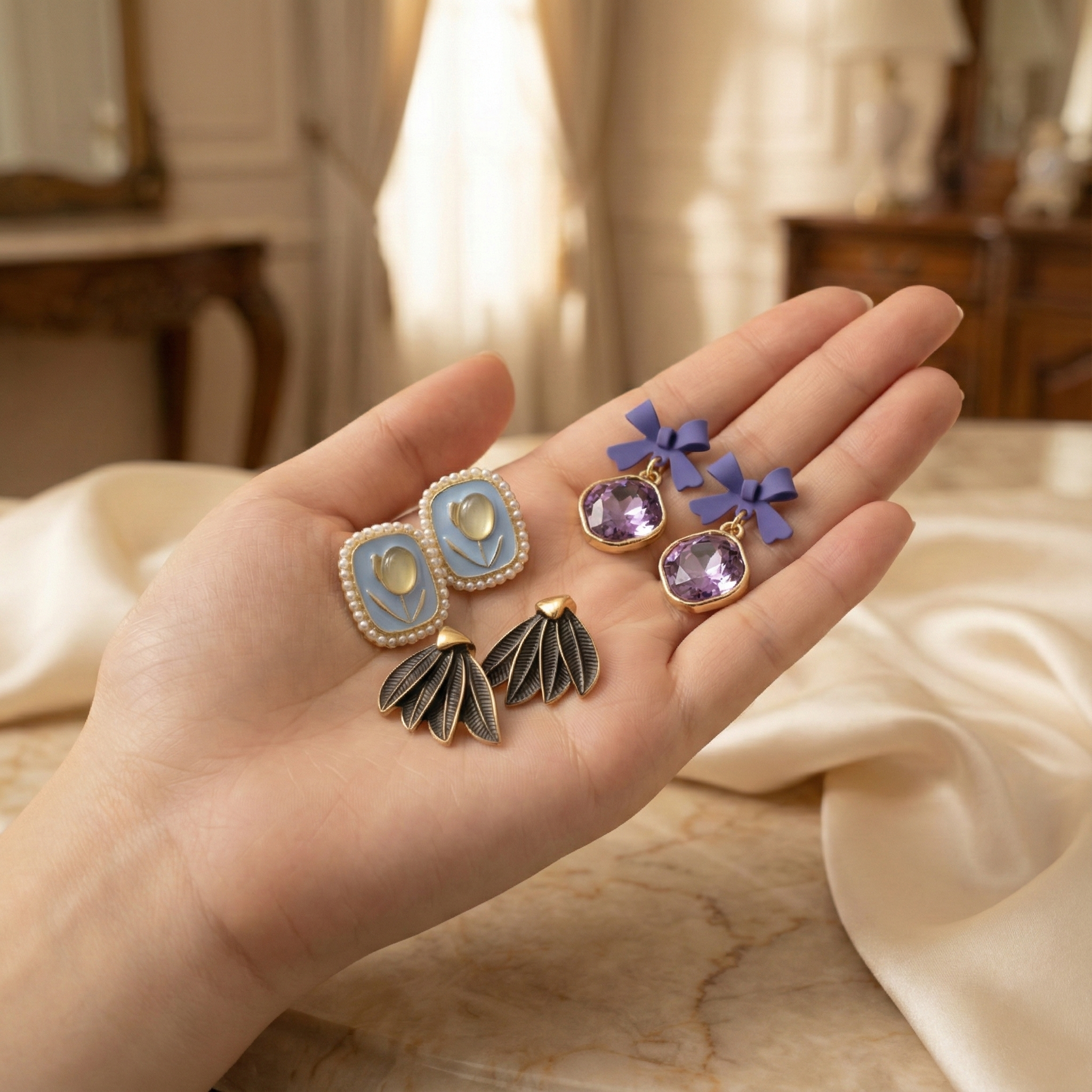 Korean Premium 3-Pair Earrings Combo for Women & Girls | Trendy & Elegant