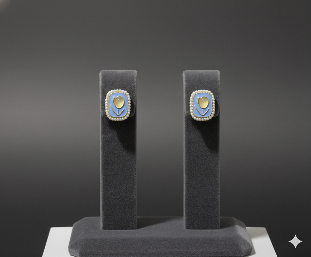 Blue Enamel - Earring