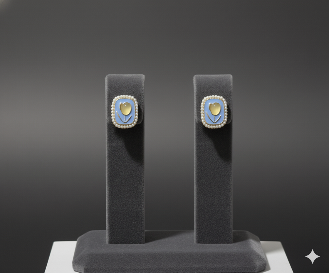 Blue Enamel - Earring