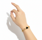 Gold Black Heart Designer Bracelet for Women & Girls | Anti-Tarnish Jewelry