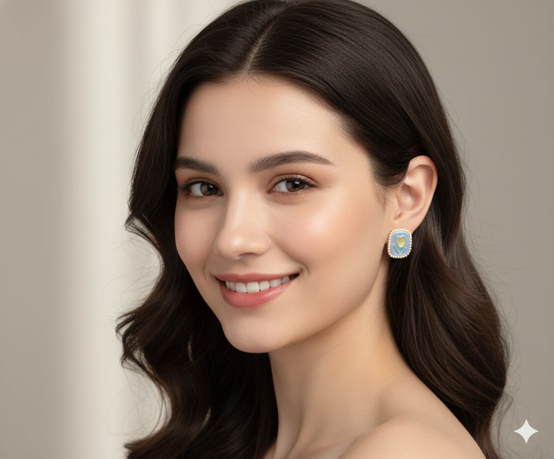 Blue Enamel - Earring