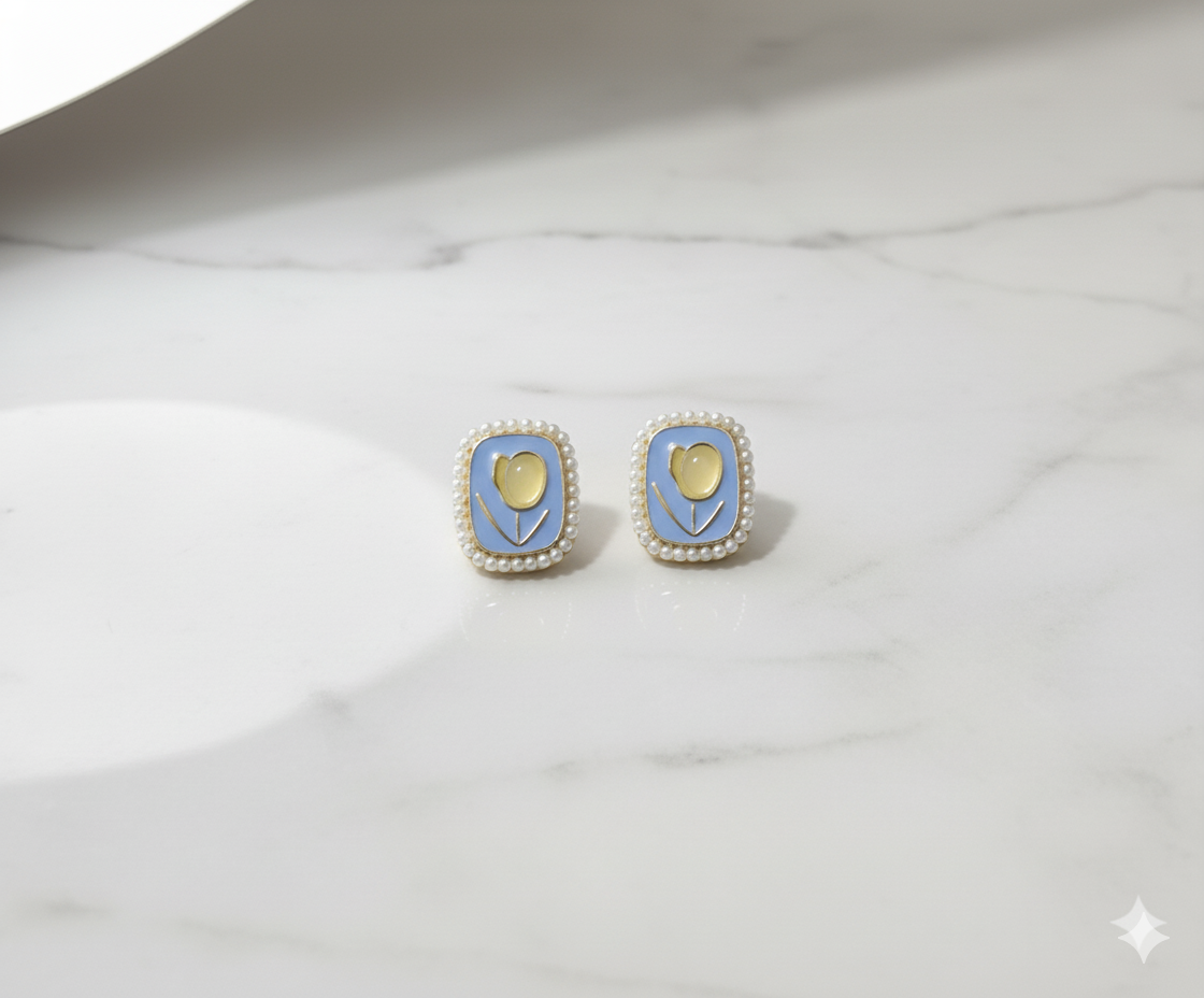 Blue Enamel - Earring