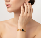 Gold Black Heart Designer Bracelet for Women & Girls | Anti-Tarnish Jewelry