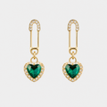 Emerald Heart Anti-Tarnish Crystal Earrings
