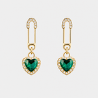 Emerald Heart Anti-Tarnish Crystal Earrings