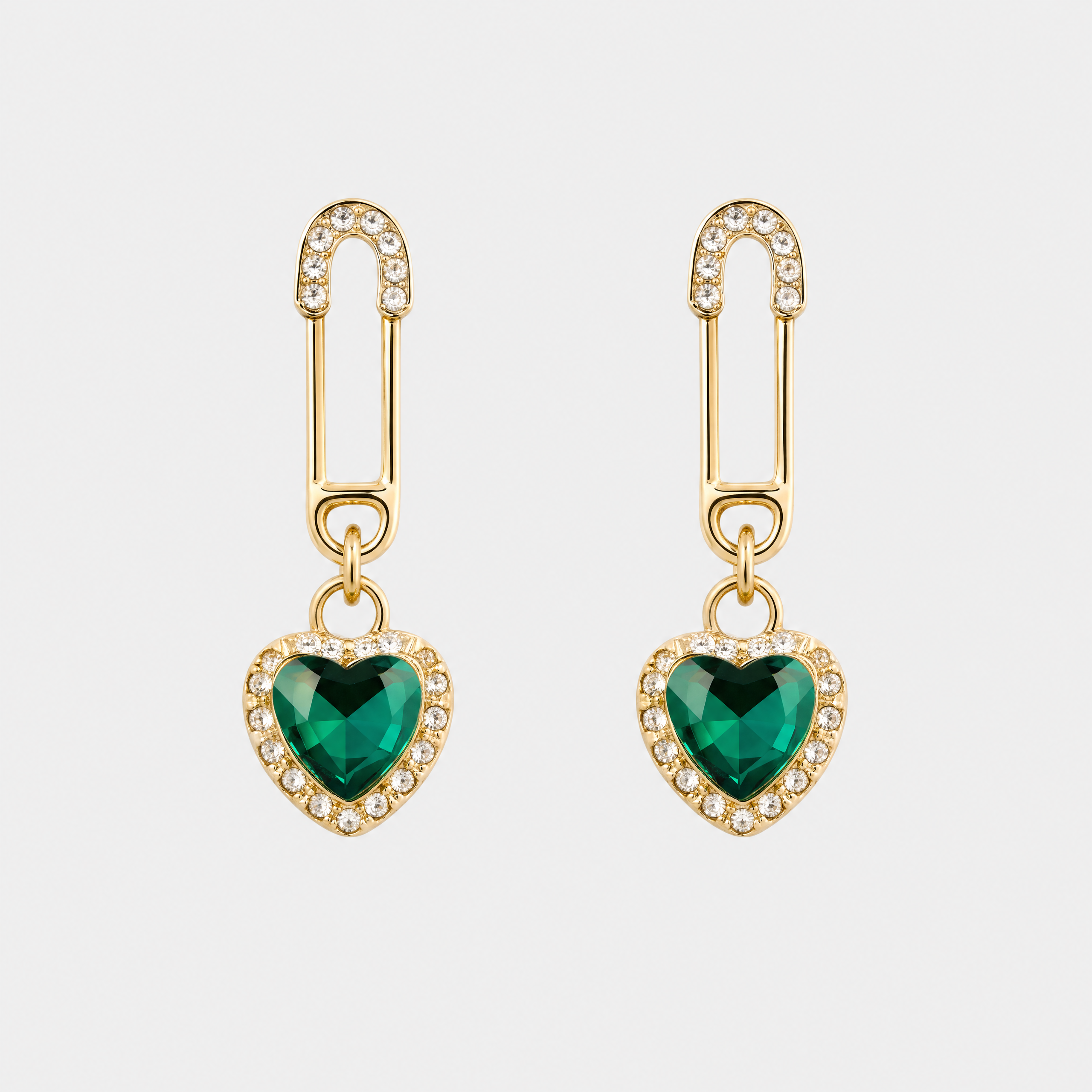 Emerald Heart Anti-Tarnish Crystal Earrings