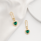 Emerald Heart Anti-Tarnish Crystal Earrings