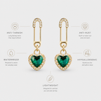 Emerald Heart Anti-Tarnish Crystal Earrings