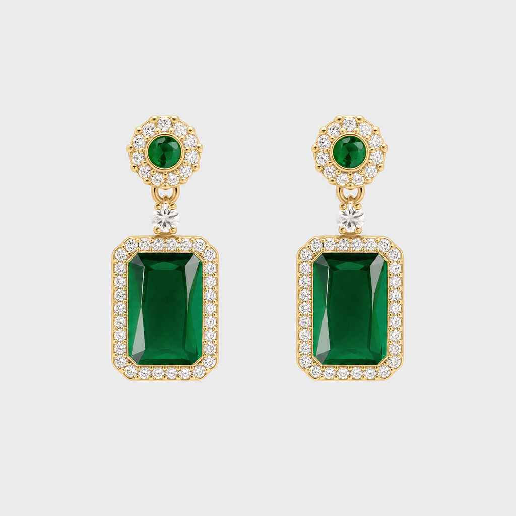 Emerald Royale Anti-Tarnish Statement Earrings