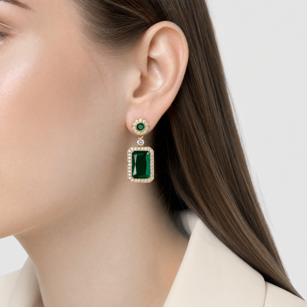 Emerald Royale Anti-Tarnish Statement Earrings