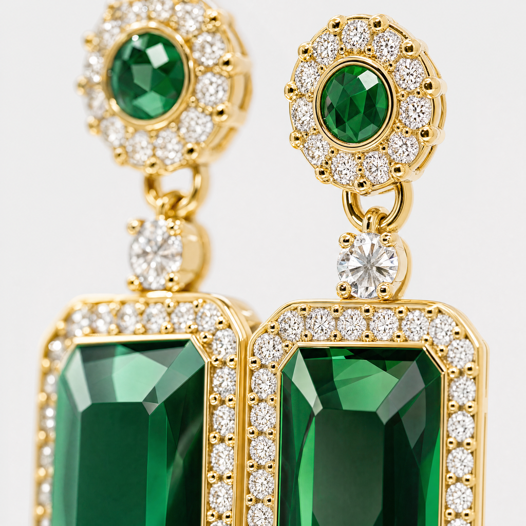 Emerald Royale Anti-Tarnish Statement Earrings