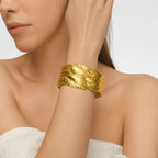 Aurelia Leaf Anti-Tarnish Gold Cuff Bracelet