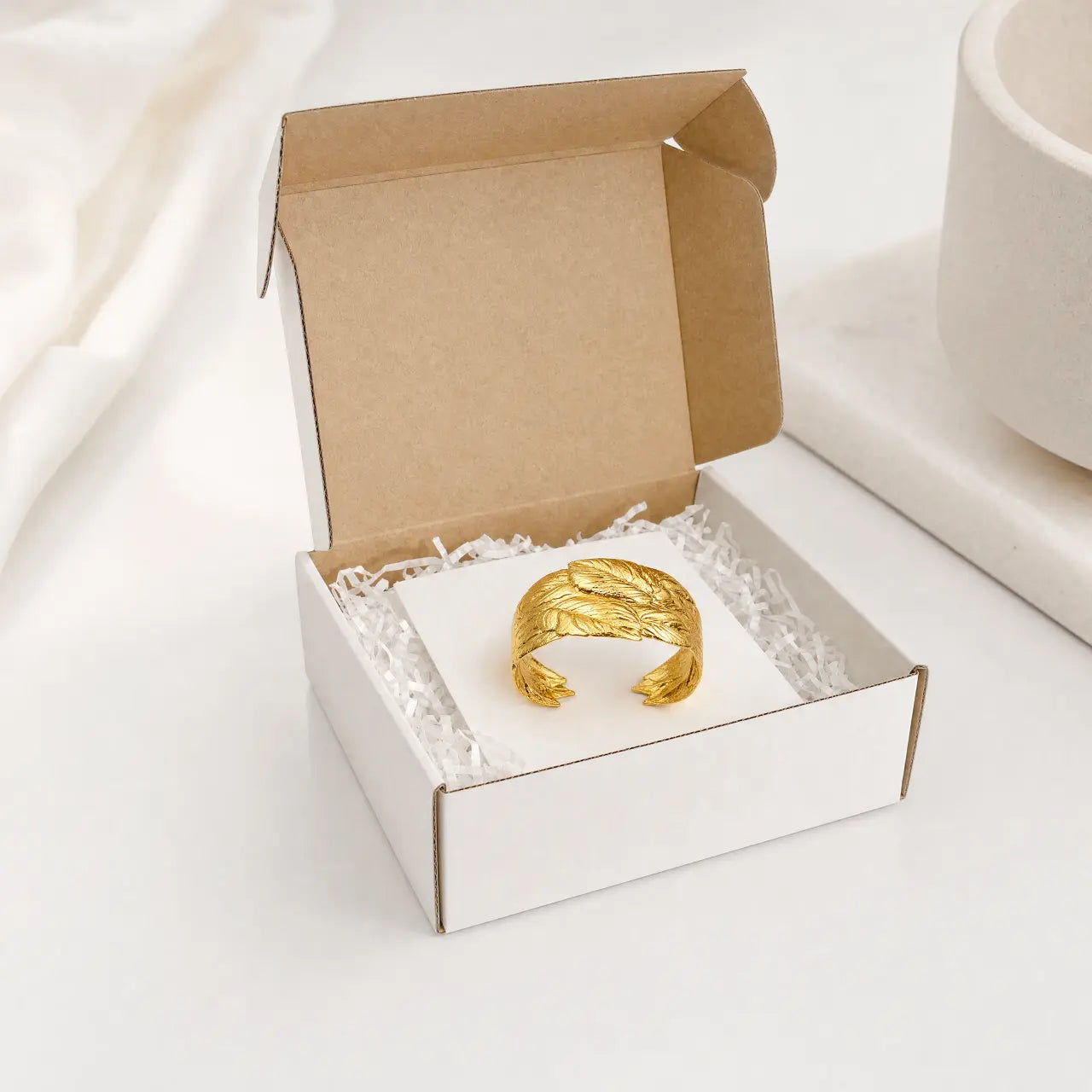 Aurelia Leaf Anti-Tarnish Gold Cuff Bracelet