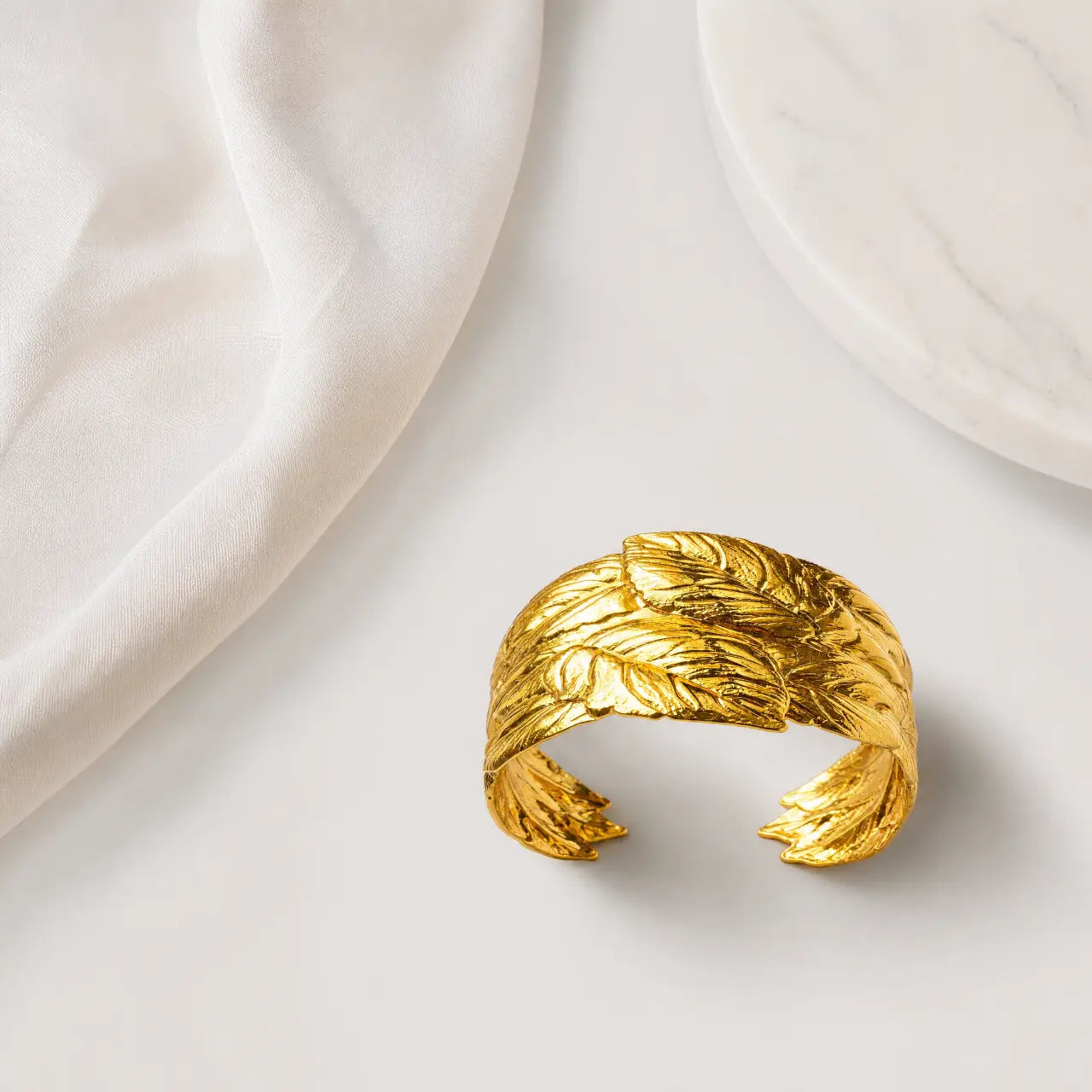 Aurelia Leaf Anti-Tarnish Gold Cuff Bracelet