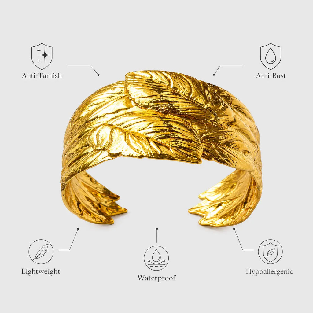 Aurelia Leaf Anti-Tarnish Gold Cuff Bracelet