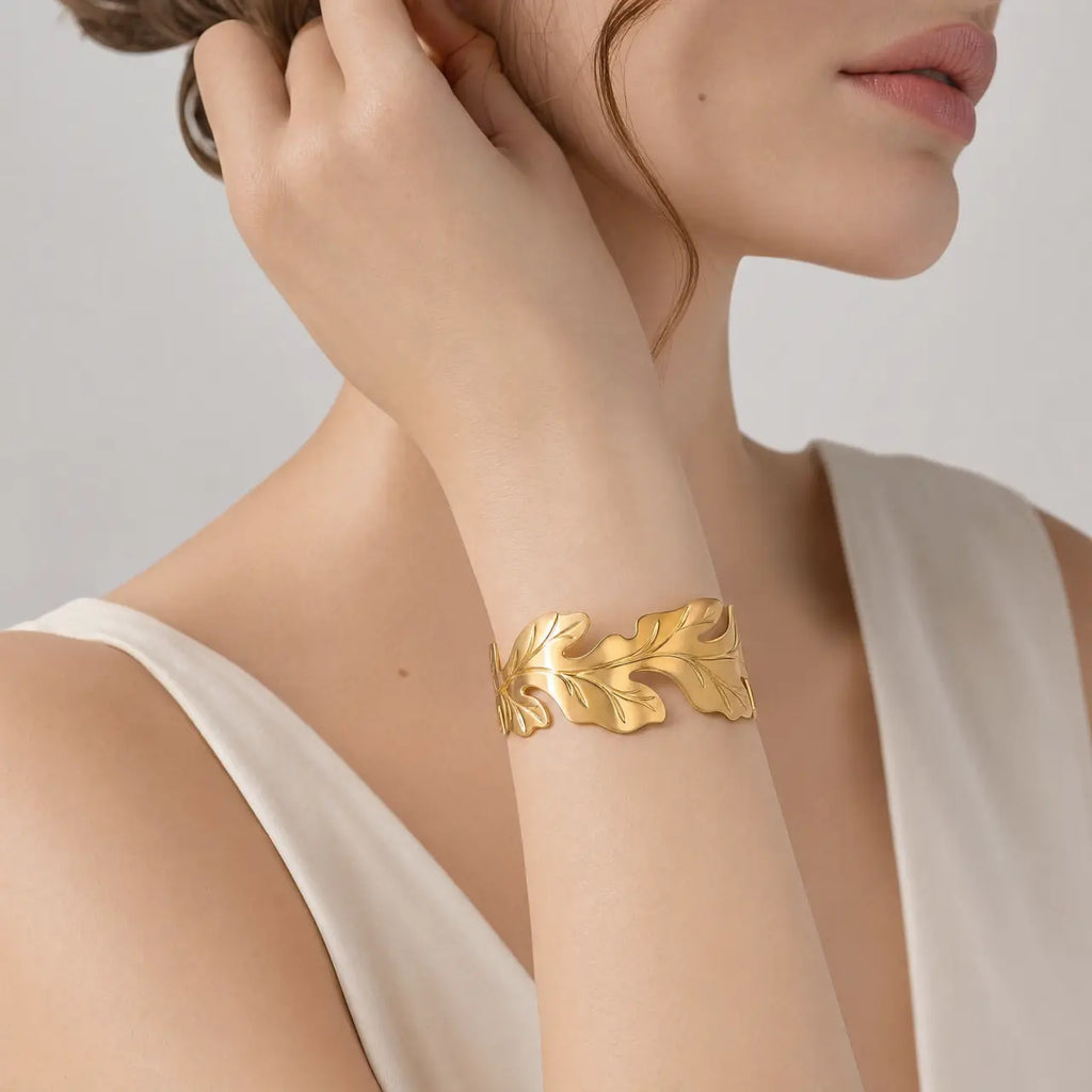 Aurelia Vine Anti-Tarnish Gold Cuff Bracelet