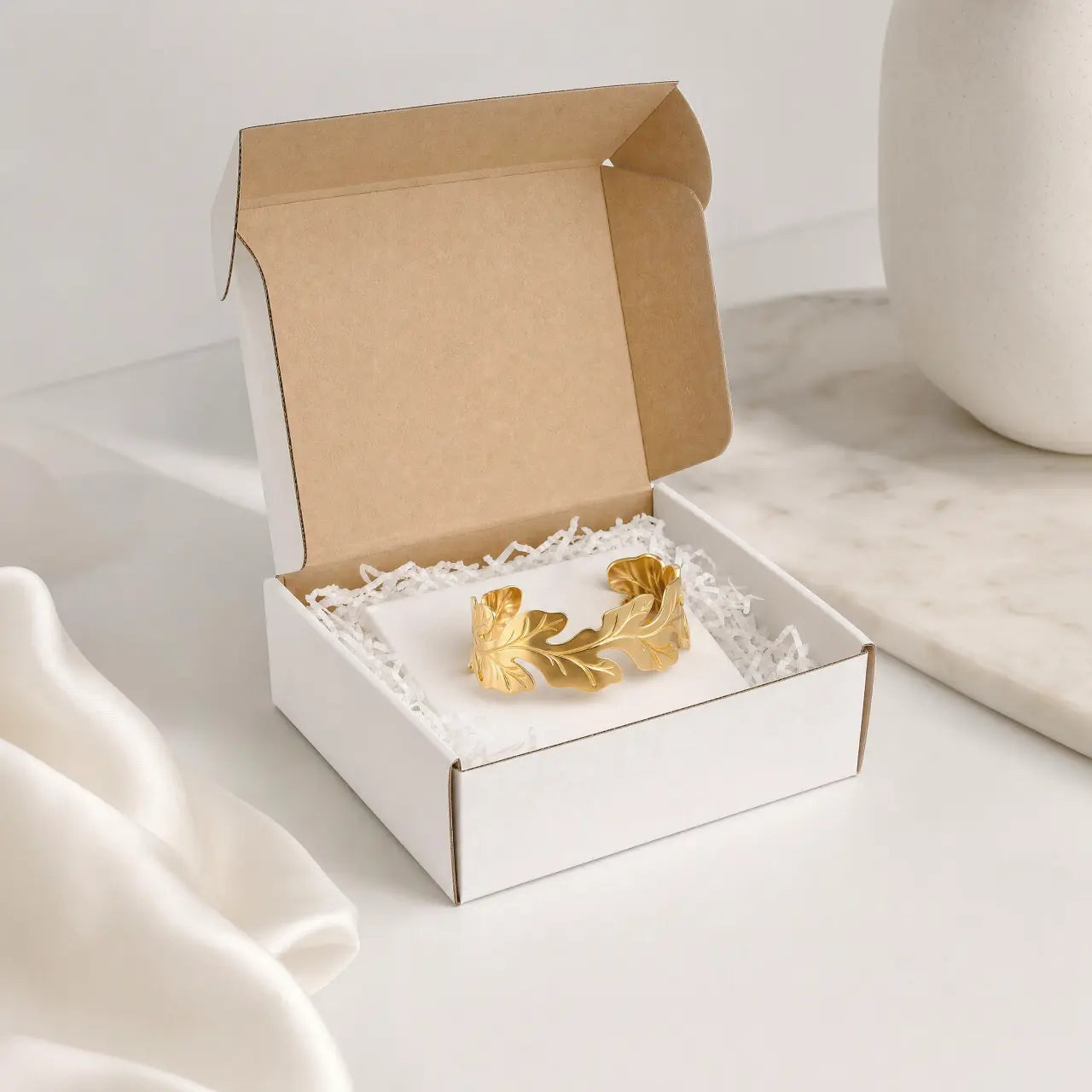 Aurelia Vine Anti-Tarnish Gold Cuff Bracelet