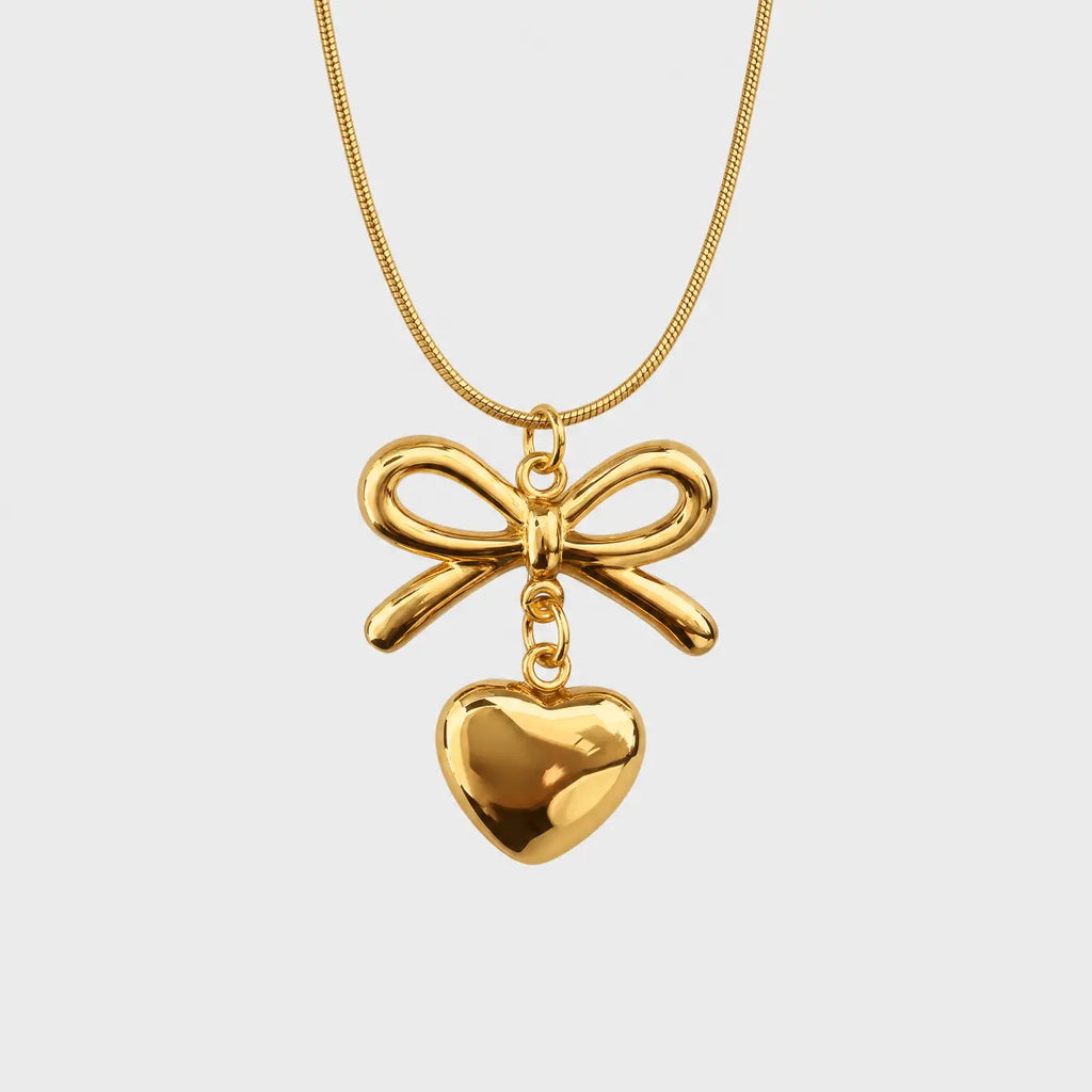 Amora Bow Heart Necklace