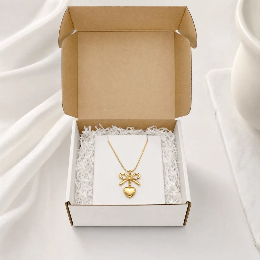 Amora Bow Heart Necklace