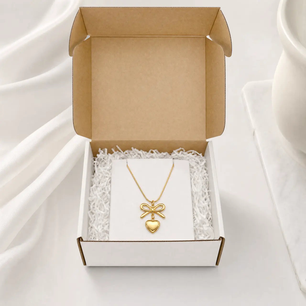 Amora Bow Heart Necklace