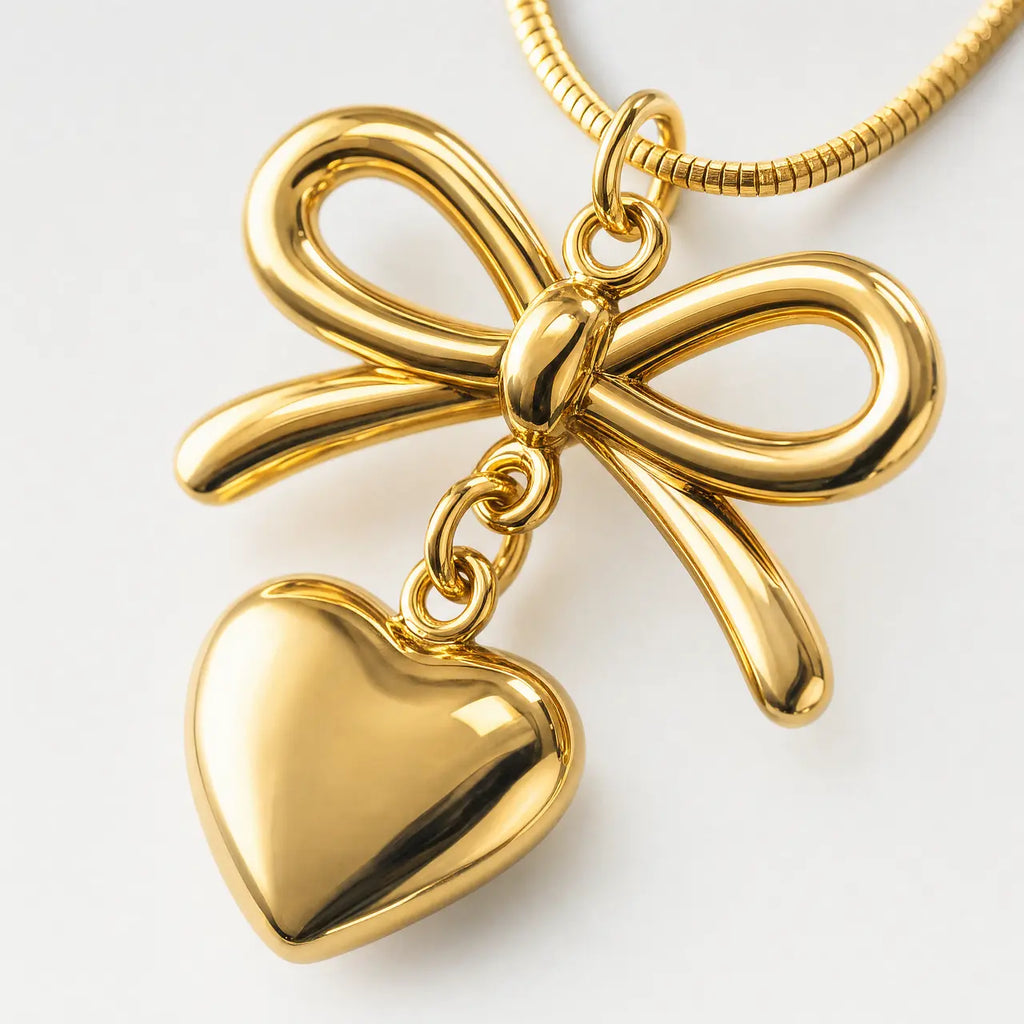 Amora Bow Heart Necklace