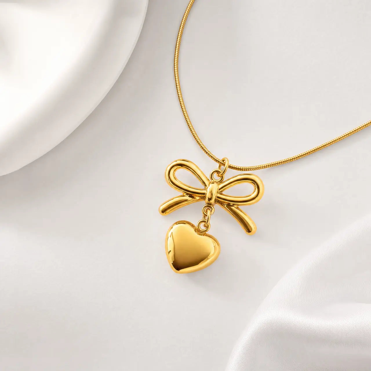 Amora Bow Heart Necklace