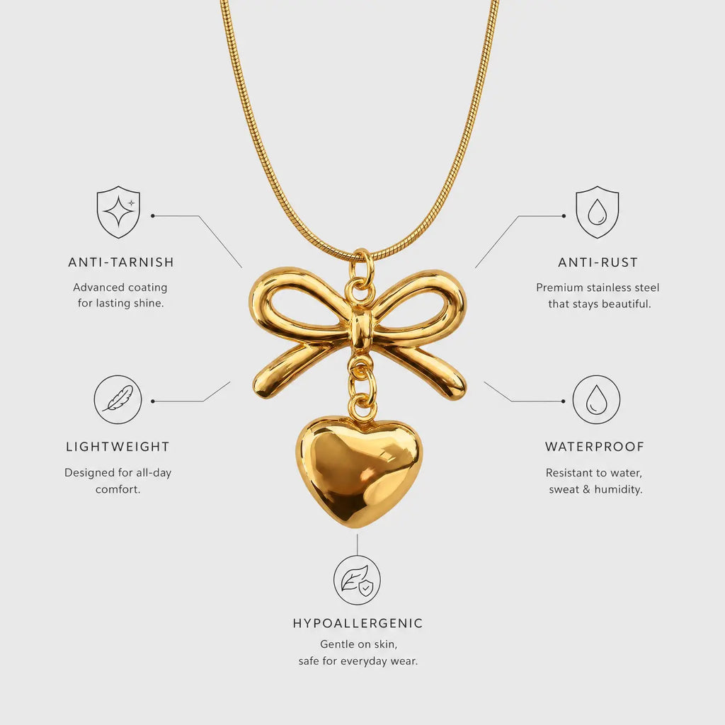 Amora Bow Heart Necklace