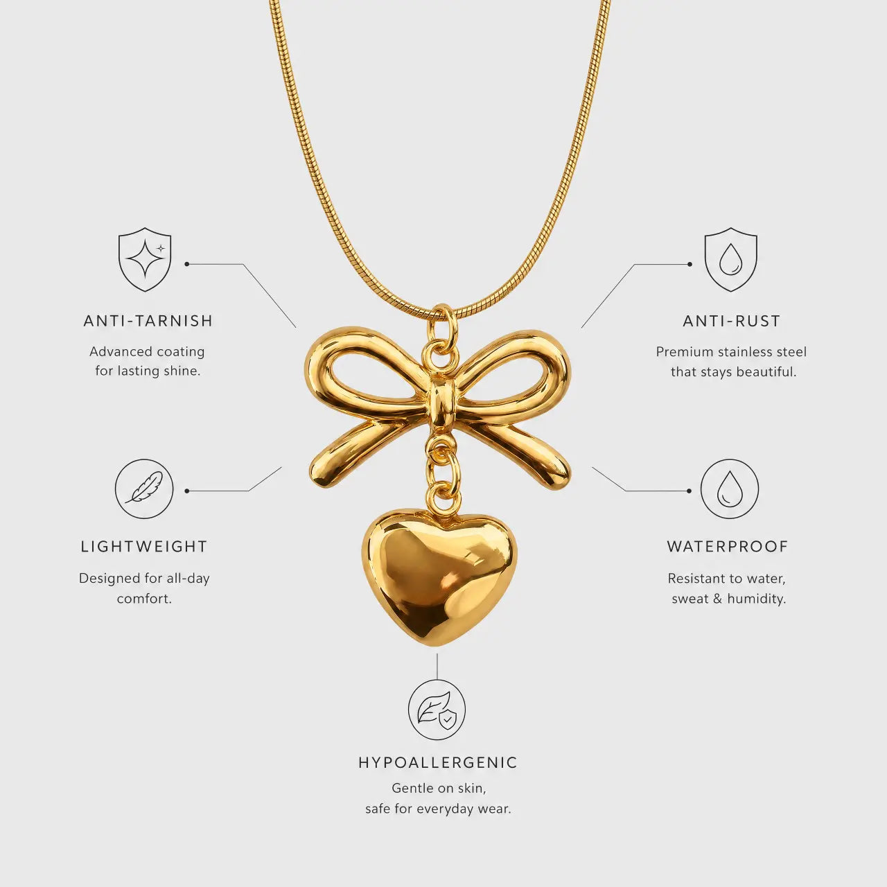Amora Bow Heart Necklace