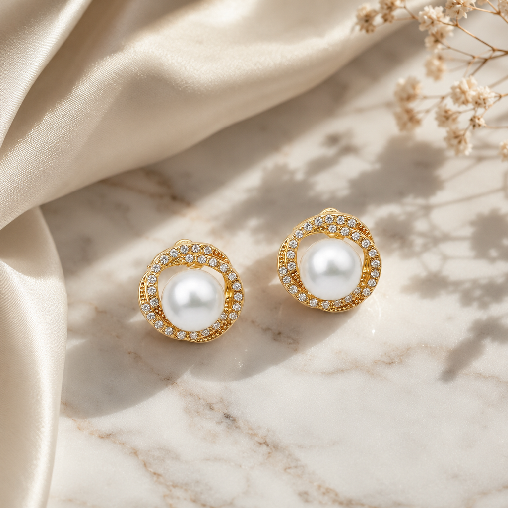 Round Pearl Earrings