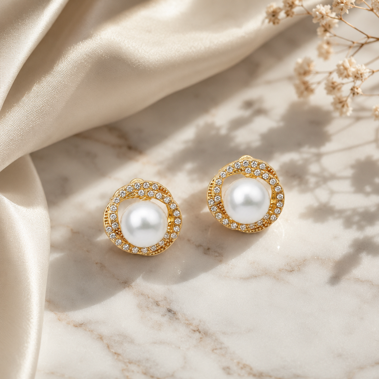 Round Pearl Earrings