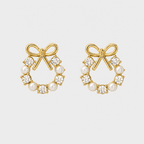 Celeste Bow Anti-Tarnish Pearl Earrings