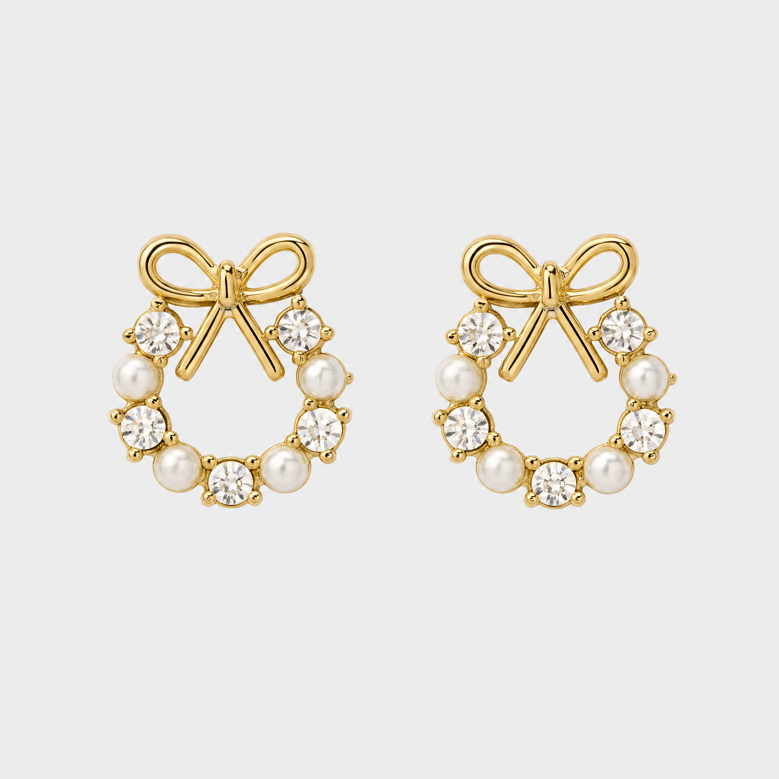Celeste Bow Anti-Tarnish Pearl Earrings