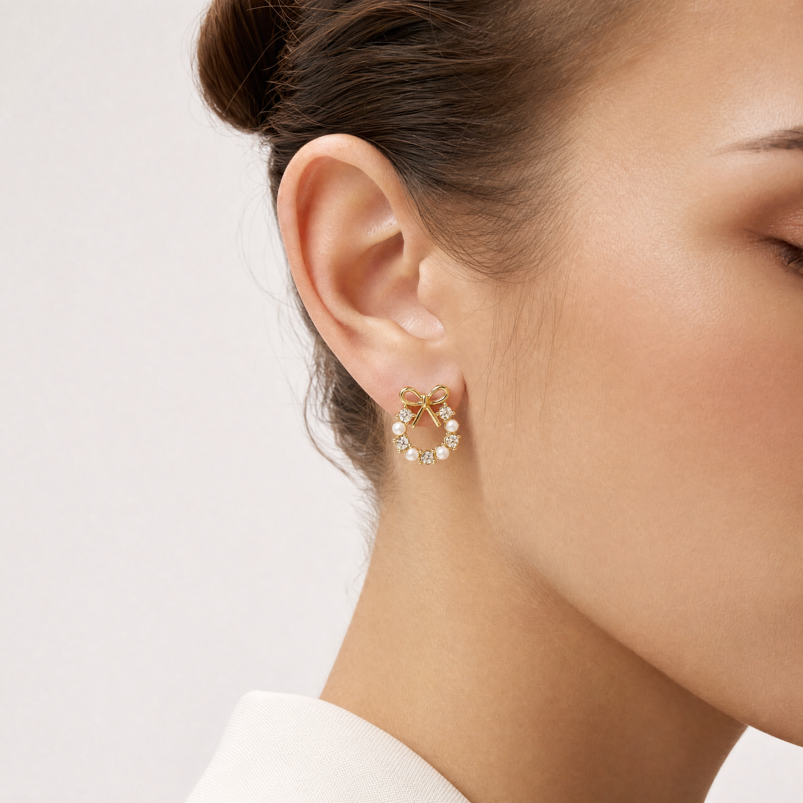 Celeste Bow Anti-Tarnish Pearl Earrings