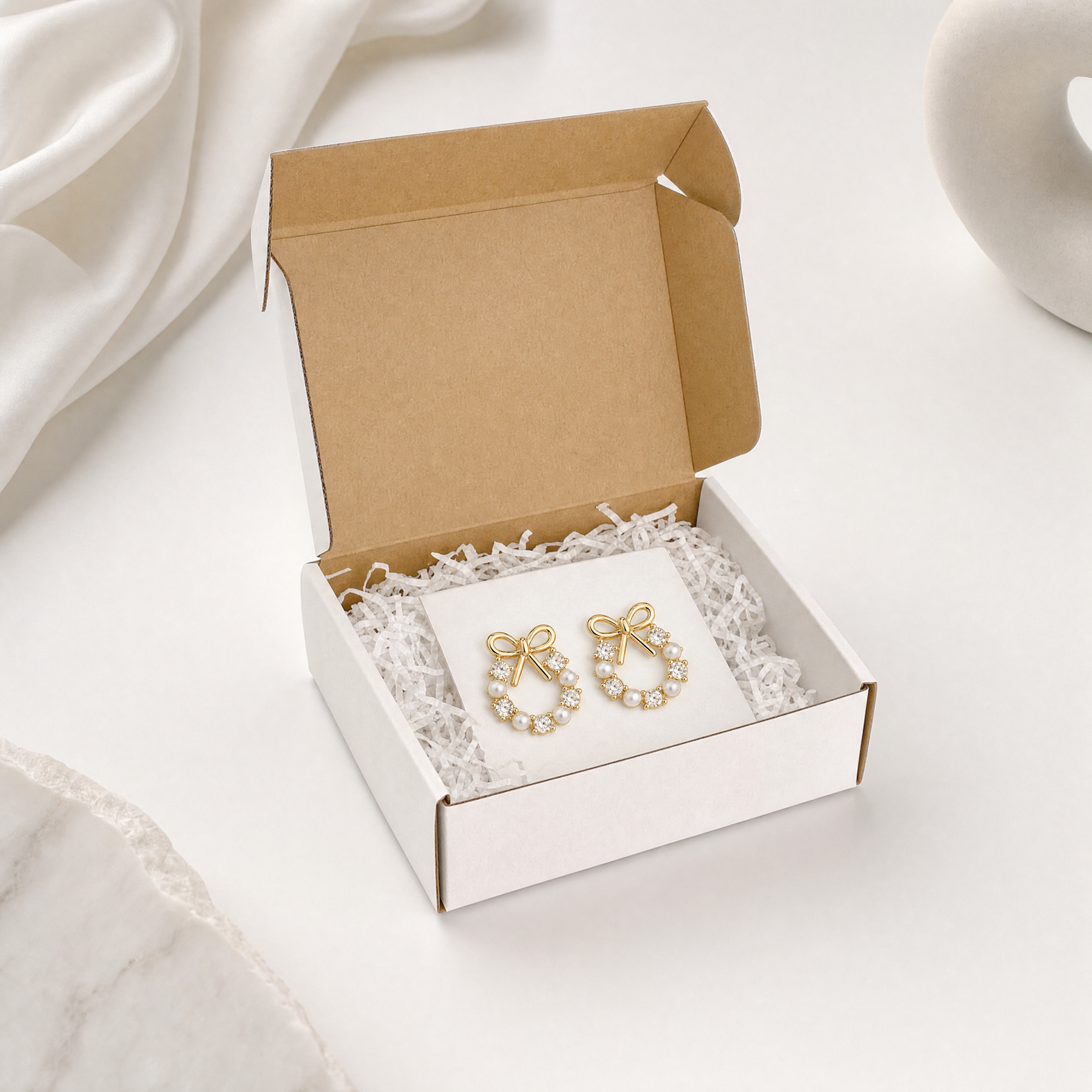 Celeste Bow Anti-Tarnish Pearl Earrings